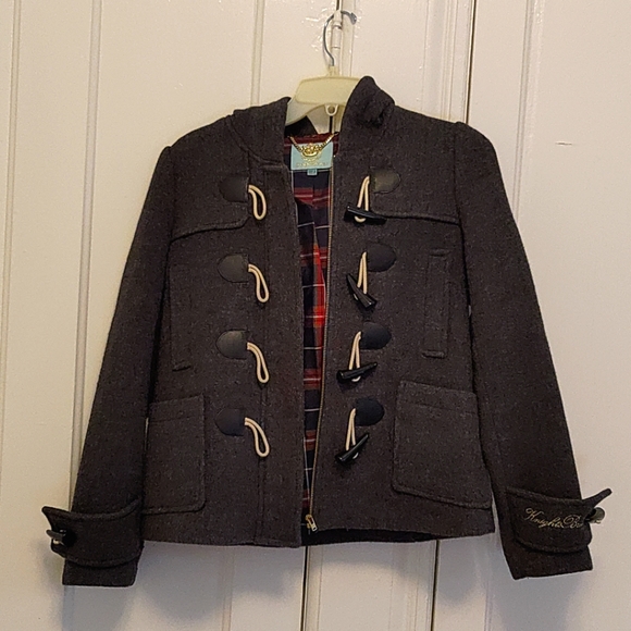 XS KnightsBridge gray wool/polyester fall jacket with hood (with ears!) - Picture 1 of 6